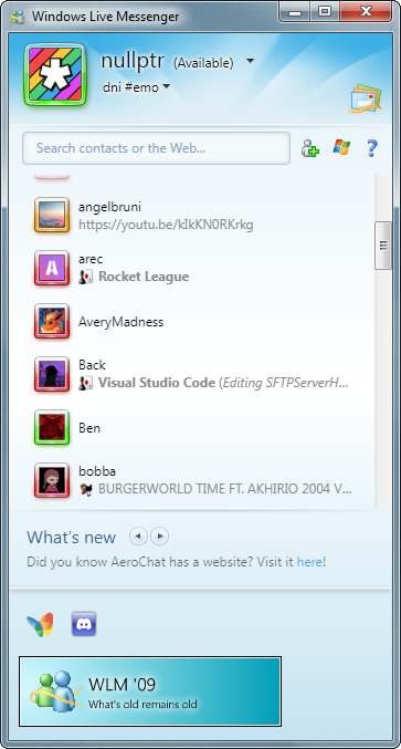 A screenshot of AeroChat's main window.